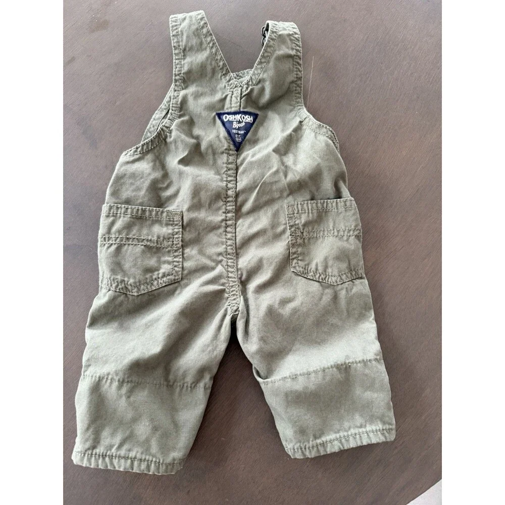 OshKosh Bgosh jumpsuit Baby Olive Green Cotton Classic Carters romper size 3M
